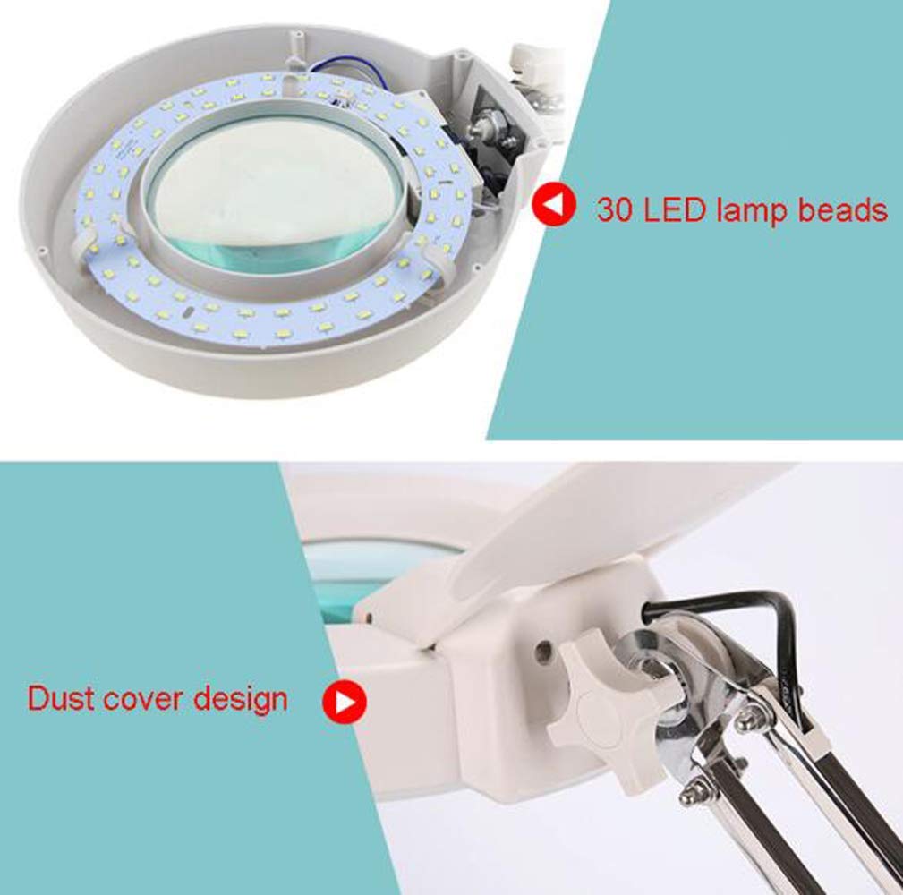 Lupa Portátil HD De 3X, 5X, 8X, 10X, 20X con Soporte De Elevación Libre, Luz Led Y Rotación De 360° para Lectura, Inspección, Soldadura, Costura, Mantenimiento Y Pasatiem,