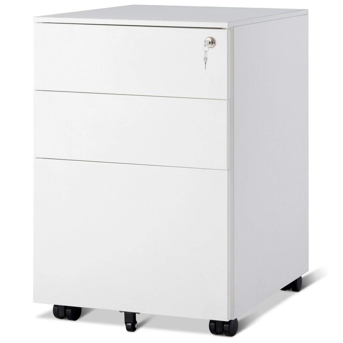 Buy Giantex File W/3 Lockable Drawers Include 2 Keys, Wheels, Hanging File Frame and