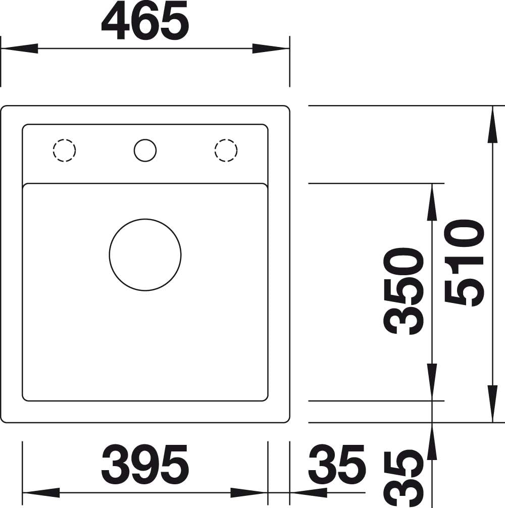 BLANCO DALAGO 45 517156 Sink Top View Afmetings