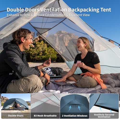 Image of Naturehike Mongar Upgraded 1 /2 /3 Person Backpacking Tent,Waterproof Lightweight Camping Tent with Footprint