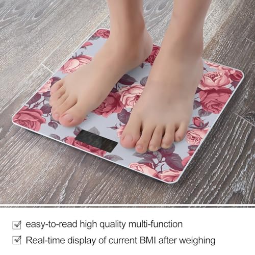 Báscula digital de baño floral Red Roses con pantalla grande miniatura 5