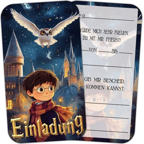 ZELAITE 12 Zauber Thema Einladungskarten Kindergeburtstag für Jungs und Mädchen, Geburtstagseinladungen für Kinder inkl. 12 Briefumschläge, Geburtstagseinladungen,Party deko,Einladung Einschulung (C)