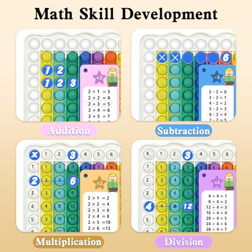 Image of Multiplication Flash Cards + Pop Fidget Multiplication Chart, Times Table Educational Flashcard 3rd Grade, 4th, 5th, 6th Grade for Kids