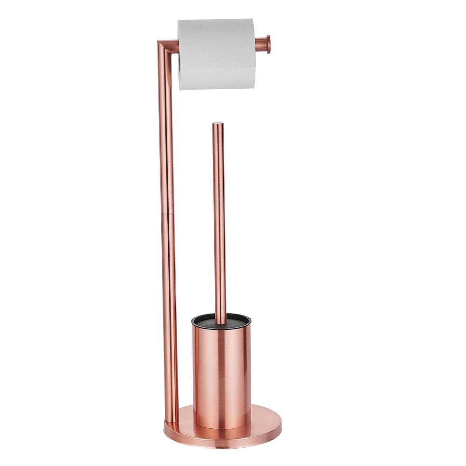 Escobillero de baño de acero inoxidable con soporte para papel higiénico de acero inoxidable, escobilla de baño de acero inoxidable, oro rosa