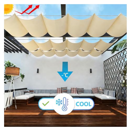 Voile d'ombrage rétractable vague imperméable pour pergola