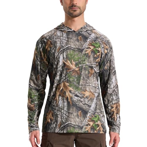 Tongcamo Sweat à Capuche Camouflage pour Homme à Manches Longues, séchage Rapide, UPF 50+, idéal pour randonnée et pêche