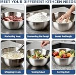 3-Set Stainless Steel Mixing Bowls Set Metal Bowl Set with Measurement Marks, Dishwasher Safe & Stackable - Perfect for Baking, Salad Making, Meal Prep and Kitchen Use