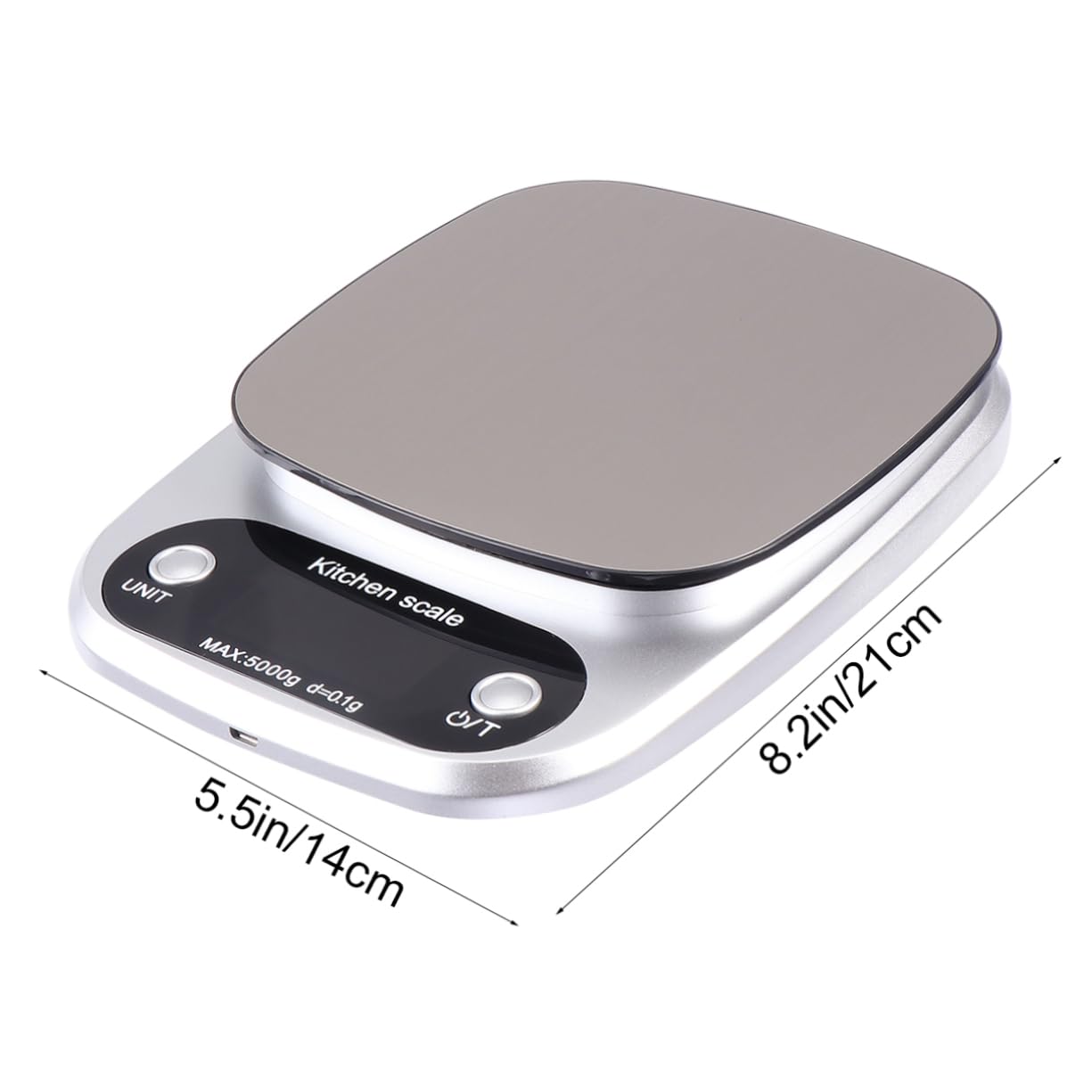 5kg Báscula Inoxidable Digital Acero Recargable de 0,1g Cocina
