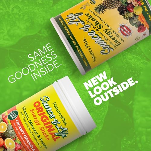Image of NaturesPlus Source of Life Energy Shake, Creamy Granola - 2.2 lbs, Pack of 2 - Provides 13g Complete Protein, Vitamins & Minerals - Non-GMO, Gluten Free, Vegetarian - 52 Total Servings
