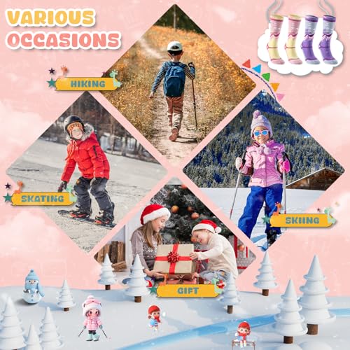 WEST BIKING Kids Merino Wool Ski Socks for Boys Girls Knee High Sock Thermal Winter Warm Snowboard Socks2 Pairs4