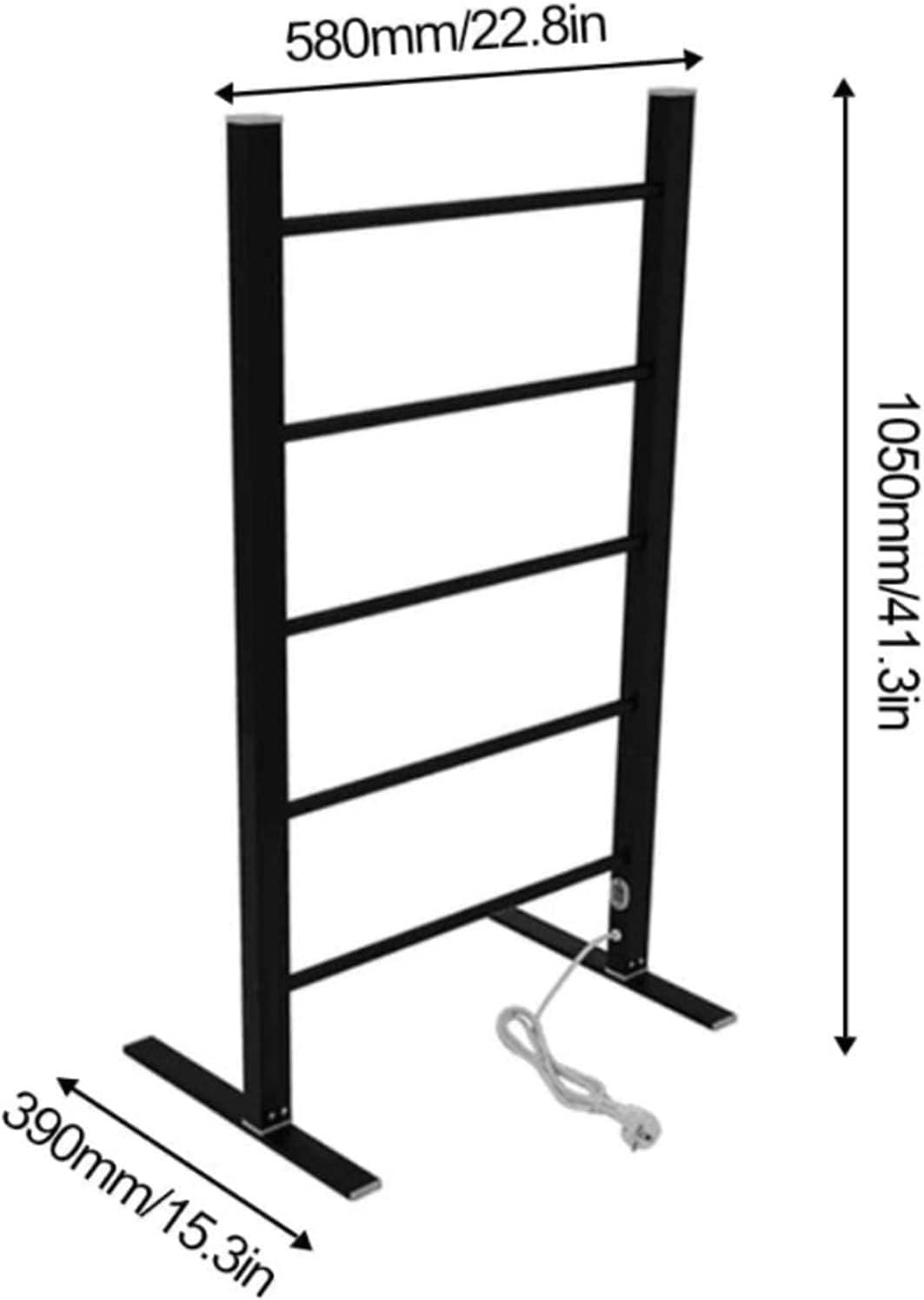 LUNEZY Towel Warmer Rack, Towel Rails Free Standing Heated Portable Floor Mount Aluminium 5 Heated Bars Energy Efficient 100W Electric Plug in Heated Towel Rack for Bathroomuk Plug (UK Pl