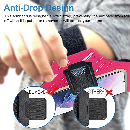 Galaxy S23 S22 Armband, Bumove Gym Running Workouts Sports Phone Arm Band For Samsung Galaxy S21, S22, S23 Up To 6.2 Inch With Earbuds Card Holder (Pink) #TOP6