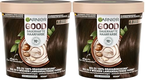Coloration permanente 4.0 Marron cacao Garnier GOOD cheveux blancs sans ammoniaque x2