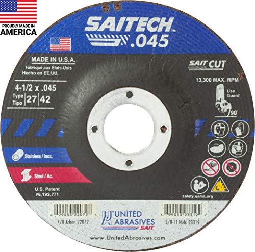 United Abrasives-SAIT 22072 Saitech™ High Performance Cut-Off Wheels (Type 27/Type 42 Depressed Center) 4 1/2
