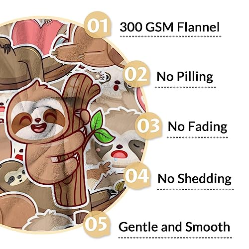 Mercuryelf Sloth Throw Blanket - Soft, Fuzzy & Warm - 60x80 Inches Flannel Blankets for Bed, Couch - Brown Novelty Throws Gift for Adults