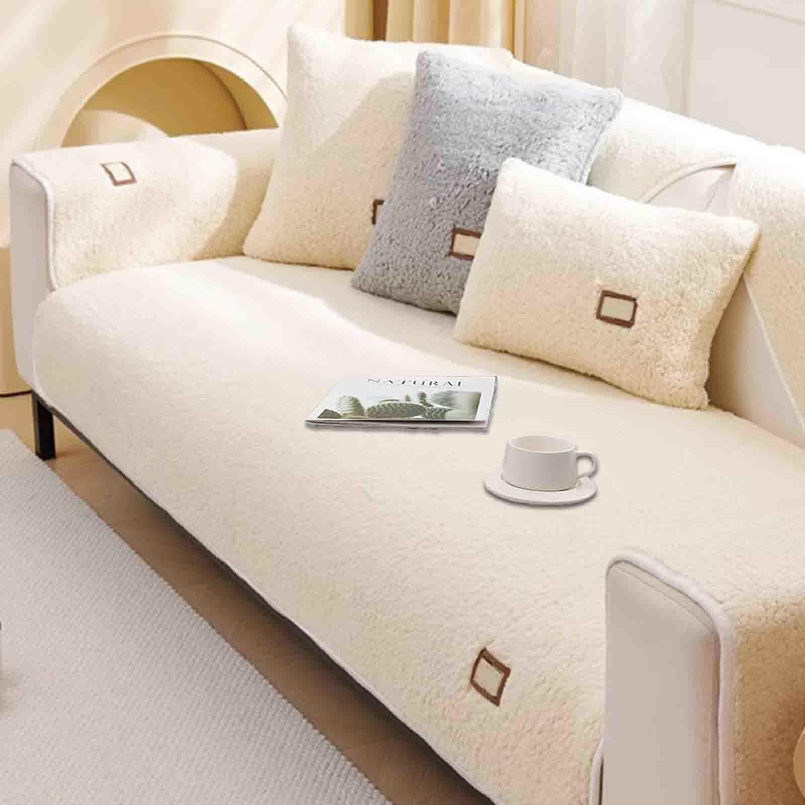 YSZBD Funny Fuzzy Sofa Cover 3/4/2/1 Seater Recliner I/u Shape Sofa Covers Corner Sofa Sofa Cushion Covers Winter Thick Plush Machine Washable Gray,#50-70x90cm