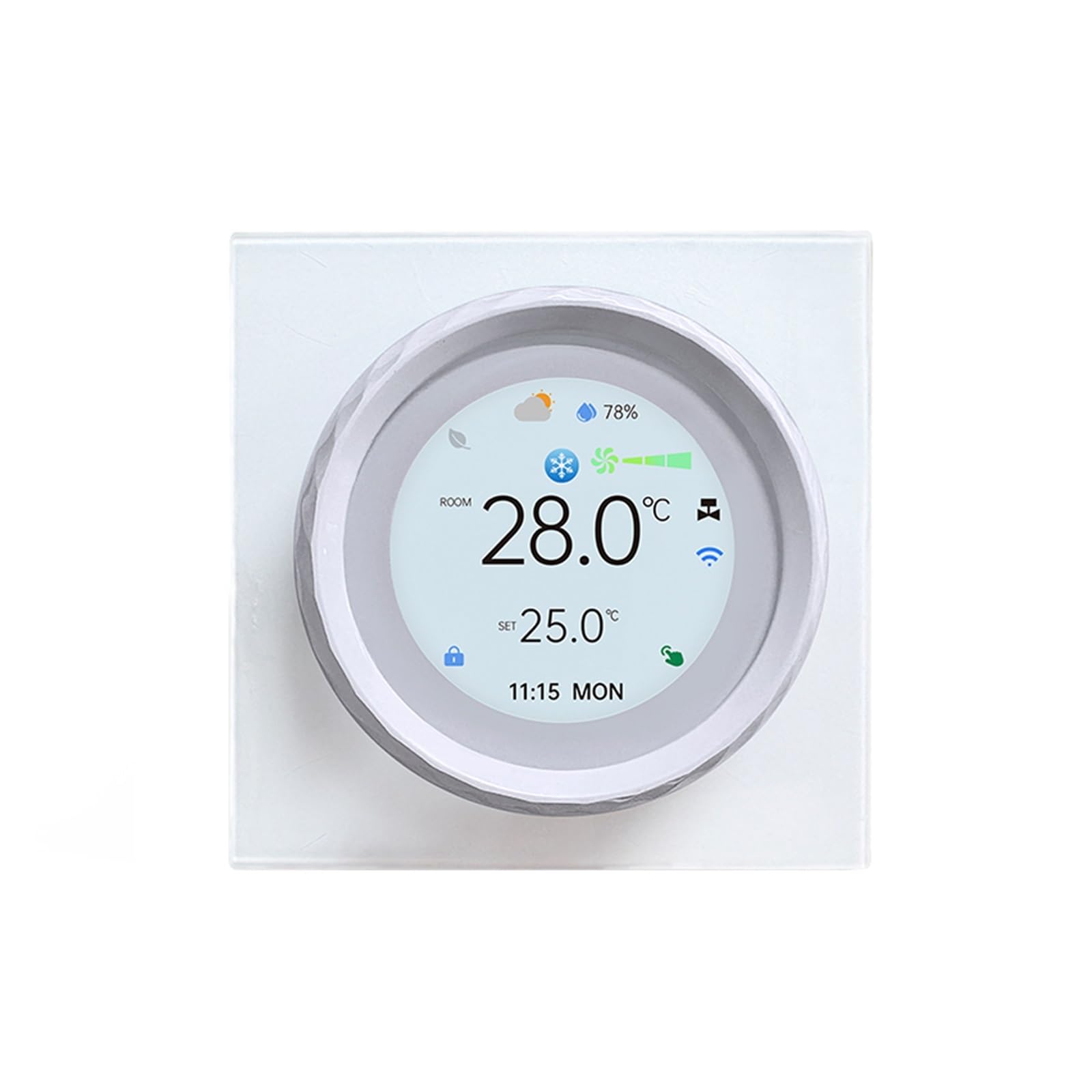 2025 Tuya WiFi Thermostat Air Conditioner Temperature Humidity Controller LCD Knob App Voice Temperature Control(White)