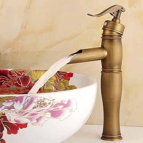 Robinet en cascade antique en laiton rétro pour vasque de salle de bain vintage