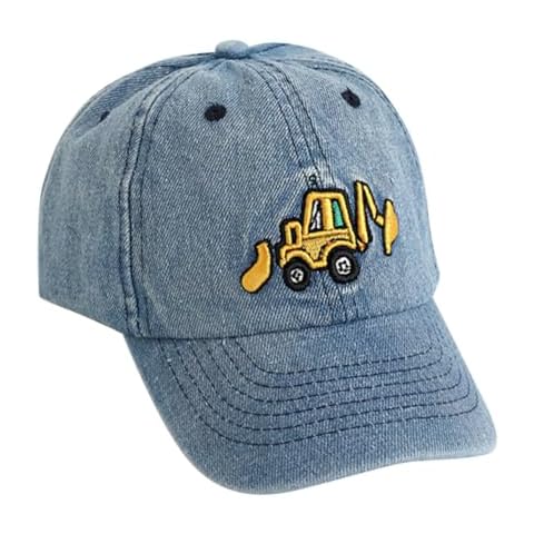 Cute Embroidery Excavator Kids Baseball Cap Adjustable Cotton Washed Vintage Cowboy Hat for Boys Girls Age 2-8 (Light Denim) Cover