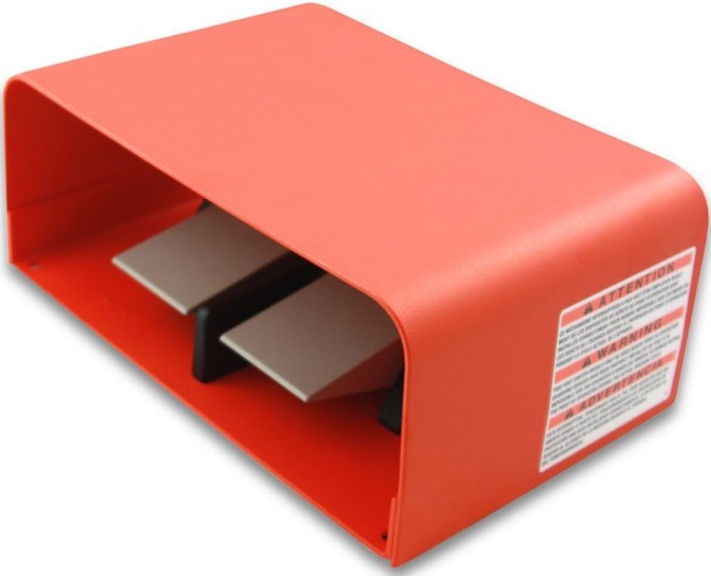 Linemaster TWIN 88SH1-05 Classic IV Twin Foot Switch, Electrical, 2-Pedal, Momentary, SPDT, Single Stage each pedal, Full Aluminum Guard, Black and Orange