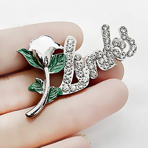 Image of Exquisite green rhinestone inlaid round LINKS letter metal brooch the links incorporated society jewelry pin