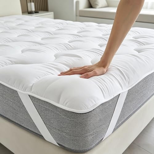 Mattress Topper 105x200 cm – Sobrecolchon de Microfibra Suave, Mejora el Confort y alarga la Vida del colchón, para Camas, Sofás Cama, Colchones Hinchables y Protección de Colchón