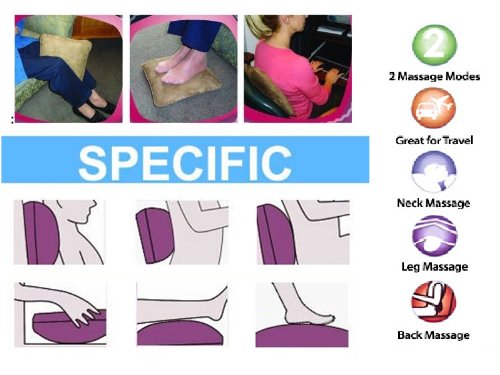 HealthmateForever HIGH Quality Pressure Activated Massaging Vibrating Massaging pulsating Pillow Massager for Foot, Leg, Back,Neck Pain Relief, Sciatica Pain Relief Pillow Massager. Brown Color