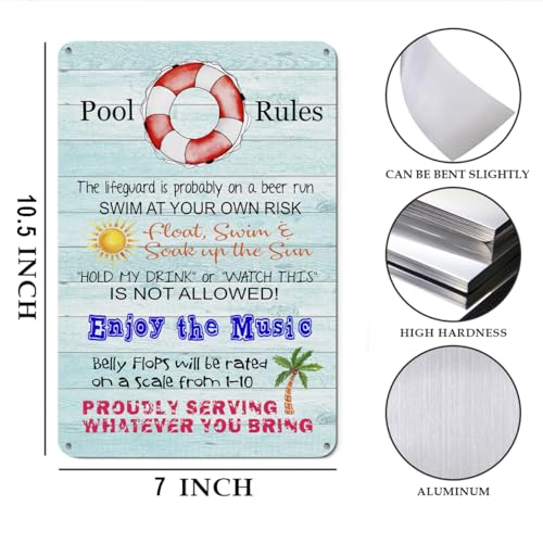 Cartel Metálico para Piscina con Reglas Divertidas Azul miniatura 2