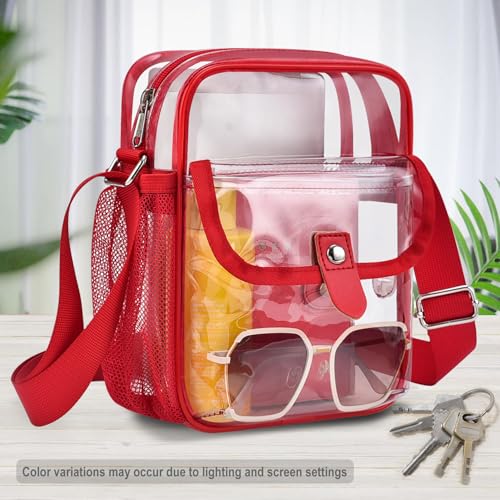 Image of SPODEARS Clear Crossbody Bag for Stadium, Concert, Festival & More - Adjustable Shoulder Strap & Bottle Holder