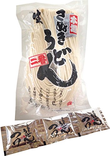 岡坂商店 「二番目においしい讃岐うどん」 本場さぬきうどん"二番"(半生麺)300g入り(2-3人前)めんつゆ3食分付のサムネイル