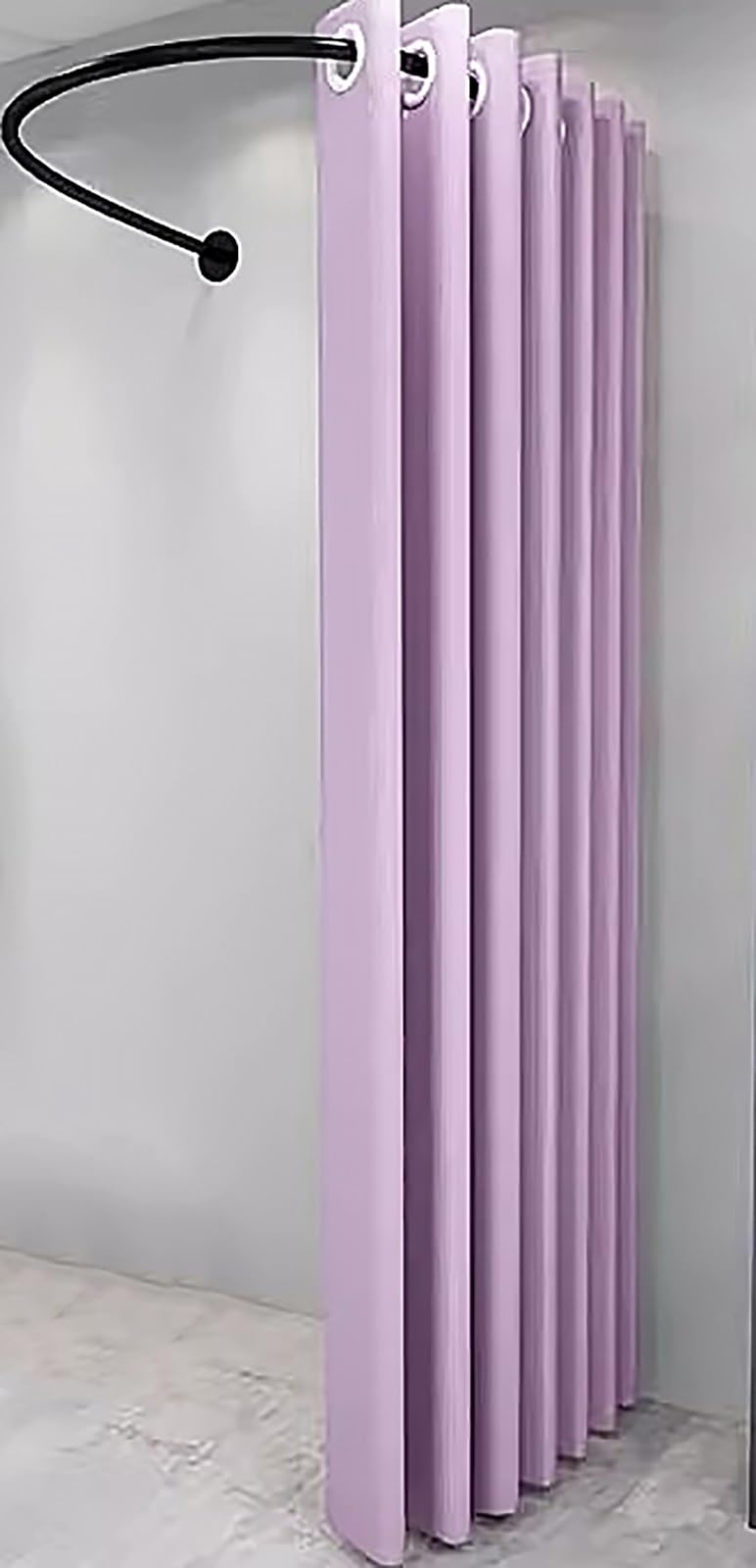 Dressing Room U-Shape Partition Curtain, Clothing Store Boutiques Wedding Shops Simple Fitting Room, Commercial Changing Room and Display Rack, Wall Mounted, Black Iron Rod (Color : Purple