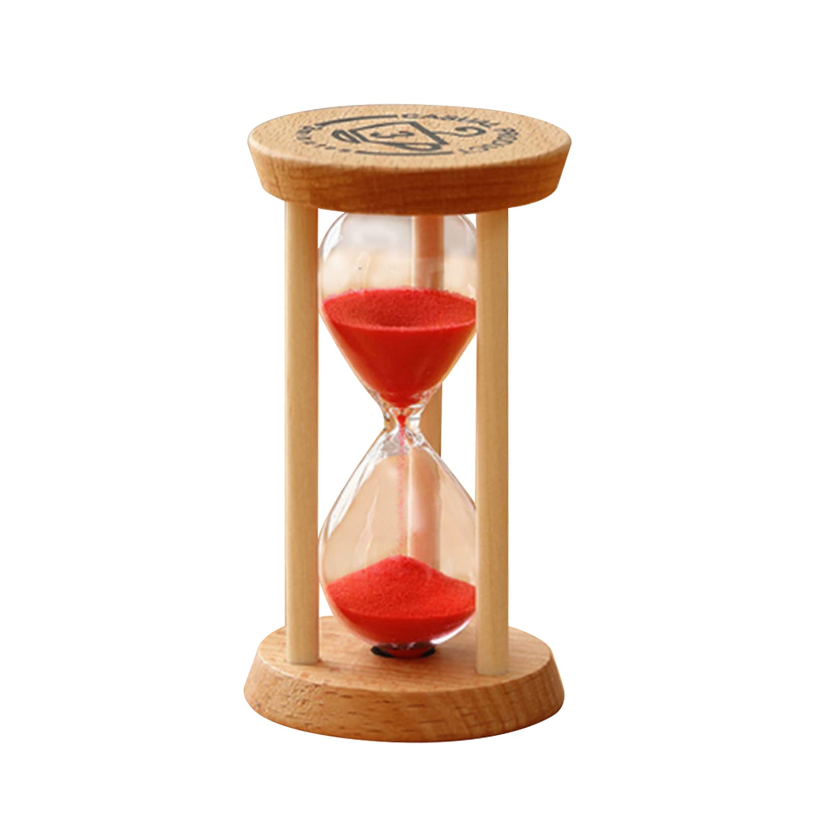 Graflsoa Hourglass Sand Timer 3 Minutes Sand Clock Round Watch Glass Wood Timer