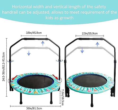 Trampoline enfant Ø92cm pliable avec poignée réglable pour intérieur