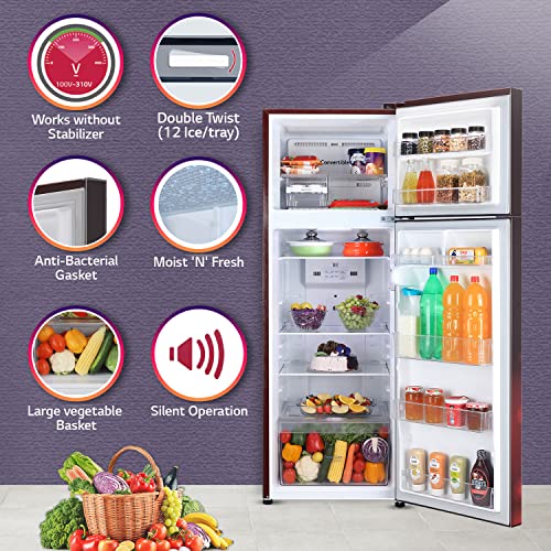 Image of LG 308 L 3 Star Frost-Free Smart Inverter Double Door Refrigerator Appliance (GL-S322RSCX, Scarlet Charm, Convertible & Multi Air Flow, 2022 Model)