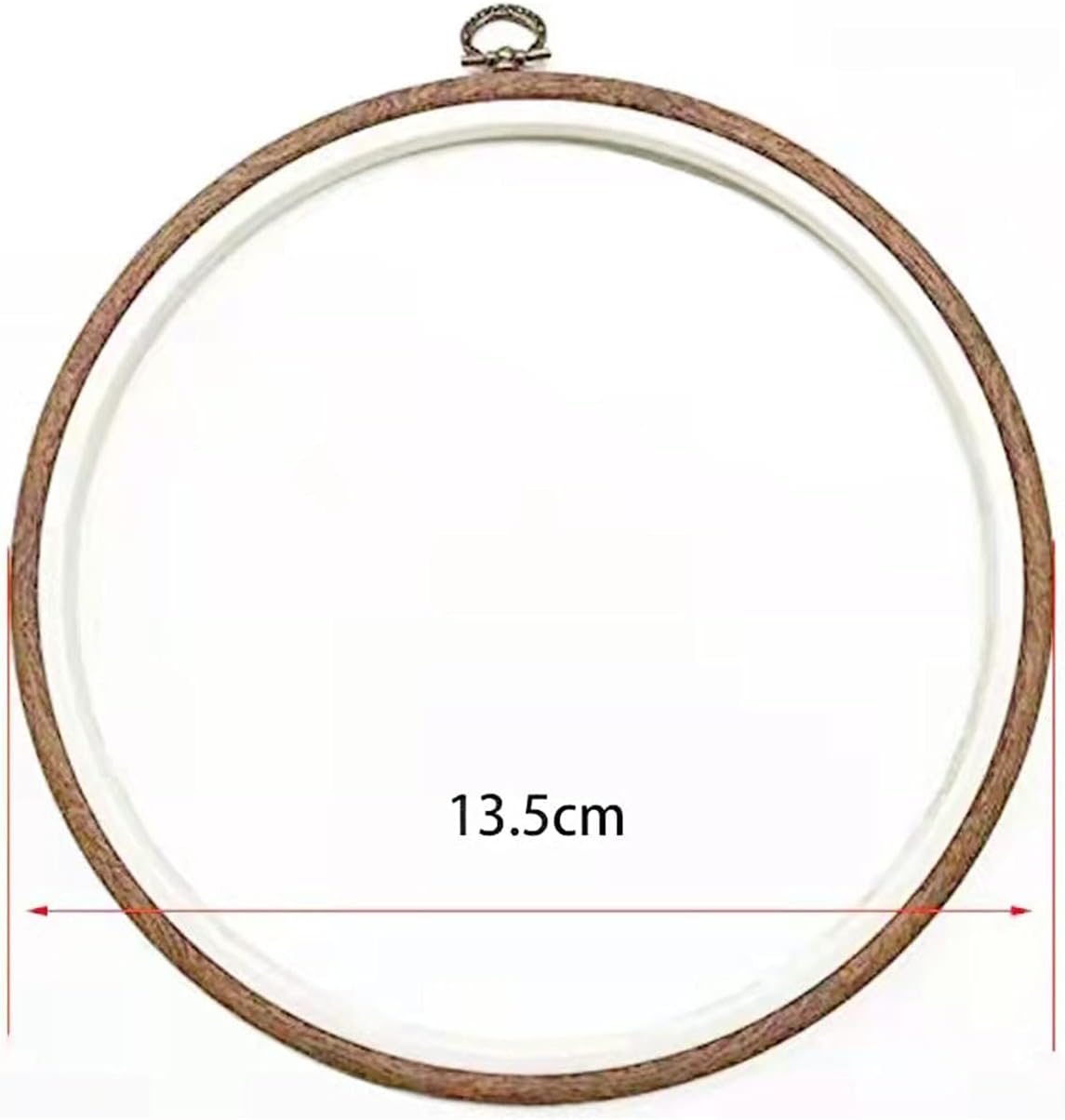 QIANJINL Embroidery Hoop 6 Pcs 5.3 Inch Rubber Hoops Ring Plastic Cross Stitch Supplies, Round Imitated Wood Display Frame Kits for Art Craft Sewing,Hanging Decoration and Christmas Ornaments, Color