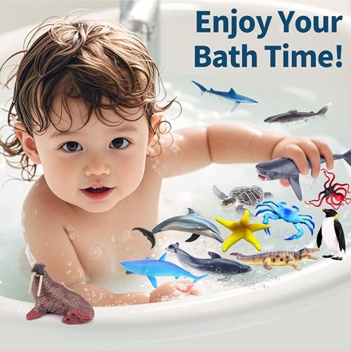 Image of Realistic Ocean Underwater Animals Figures Toy Playset for Kids 3+| 12PCS Water Animal Figurine Toys Set for Boys and Girls Birthday Gifts for Children Decoration Educational & Learning Items