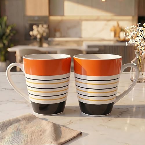 Image of UPC Premium Bone China Coffee Mug Set of 2 | Elegant Ceramic Tea & Coffee Cups for Home, Office & Cafe | Lightweight, Durable, Microwave & Dishwasher Safe Mug Set | Luxury Drinkware Collection