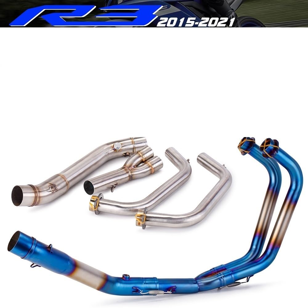 rura wydechowa motocyklowy wydech Pełny Układ Wydechowy Rura Środkowa Slip On Pasuje Do Yamaha YZF R25 R3 MT03 2015 2016 2017 2018 2020(Type A)