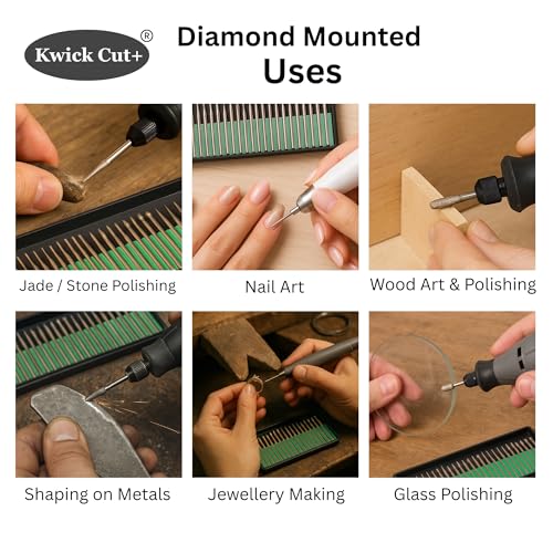 Image of 30 Pcs Diamond Rotary Tool - 3mmX45mm Shank Bits for Engraving, Carving, Grinding, Polishing - Assorted Shapes for Metal, Wood, Glass, Nail Art Craft, Ceramic, Stone, Jewelry, Dremel