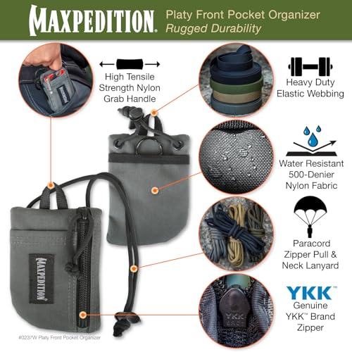 Image of MAXPEDITION Platy Pocket Organizer, Durable EDC Tool Pouch for Men, Neck Wallet with Paracord Lanyard, Holds Flashlight, Multitool, Pen, Notebook