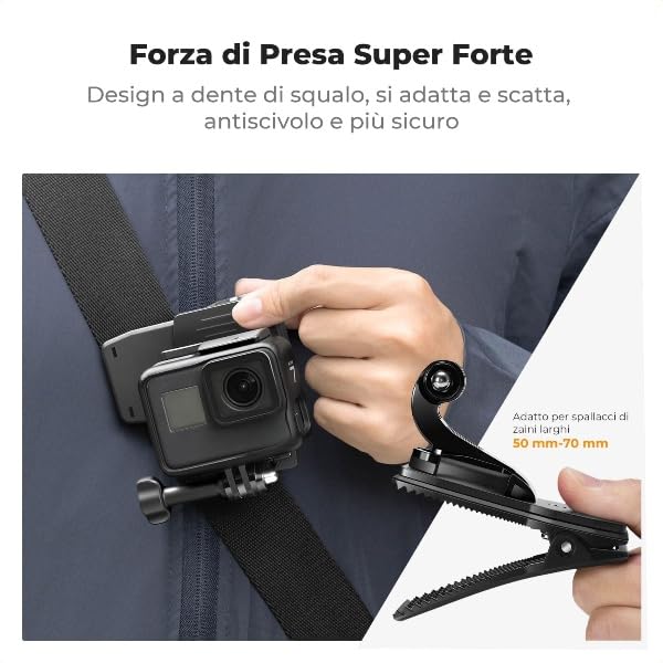 Image of SHOPEE 360 Rotation Backpack Strap Quick Clip Mount for Hero 13 /12 /11 /10 /9 /8 /7 /6 /5 /4 Black, Osmo Action 5 Pro /4 /3 and Other Action Camera