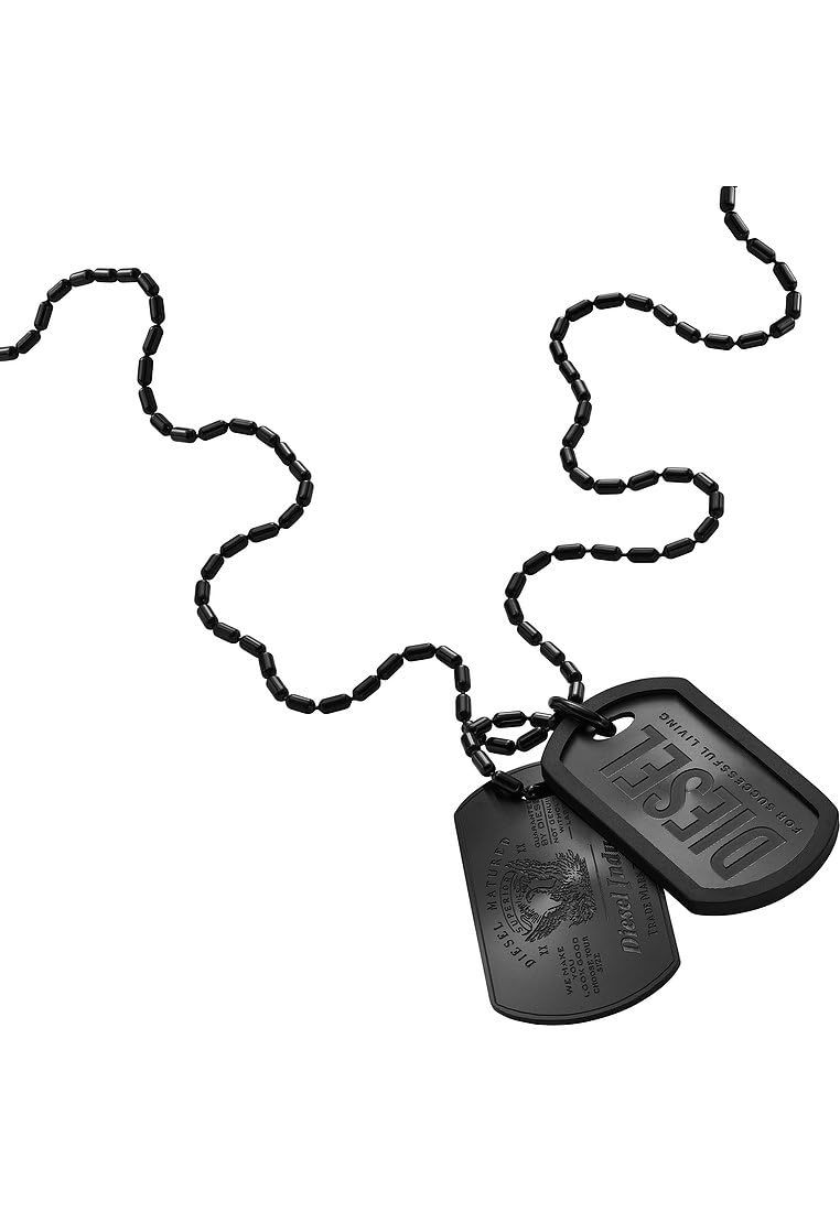 Diesel Herren Edelstahl mit Karabinerverschluss Hundemarke Halskette