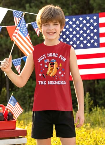 Image of Boys 4th of July Patriotic Sleeveless Tee American Flag Tank Top 6-14 Years