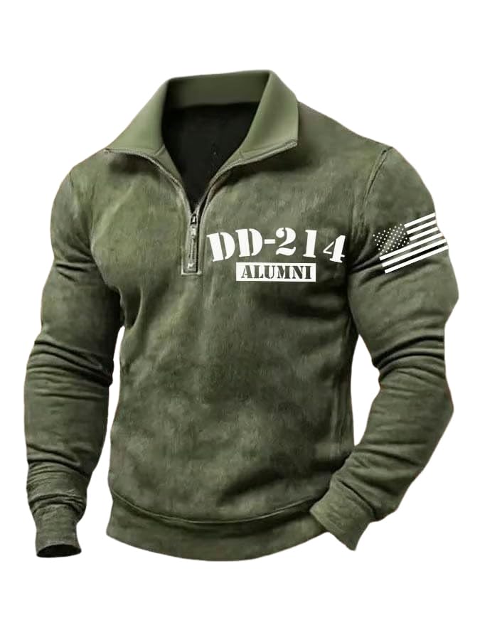 Men's Veteran Print Henley Dd 214 Alumni Shirt American Flag Tshirt