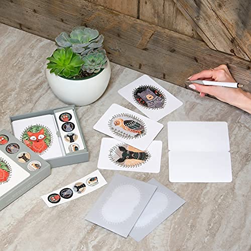 Image of Note Card & Sticker Set by Studio Oh! - Marissa Redondo Woodland Creatures - Set of 12 - 3.5 inch x 5.25 inch Blank Cards with Envelopes and Stickers - Includes 3 Cards Each of 4 Designs (82608)