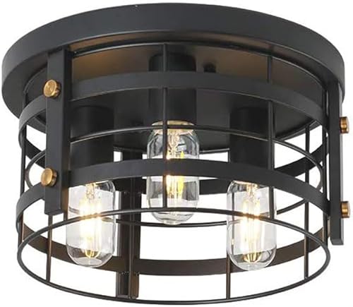 Lámpara de techo industrial ahuecada, luces de techo semiempotradas, lámpara de techo circular de montaje semiempotrado, lámparas de techo negras