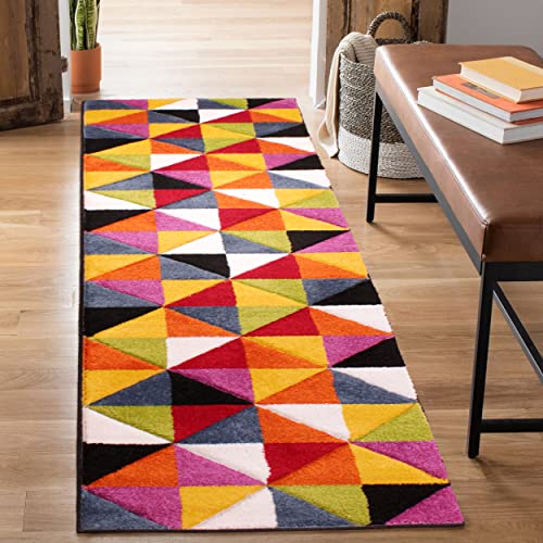 Lord of Rugs Quality Handcarved Geometric Design Rainbow Bedroom Living Room Multi Coloured Rug Destin Multi Runner 66x230 cm (2'1"x7'7") - Cosy Home Interiors Lord of Rugs Quality Handcarved Geometric Design Rainbow Bedroom Living Room Multi Coloured Rug Destin Multi Runner 66x230 cm (2'1"x7'7") - Image 3