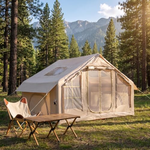 Inflatable Camping Tent, 4-6 Person Air Tent for Family...