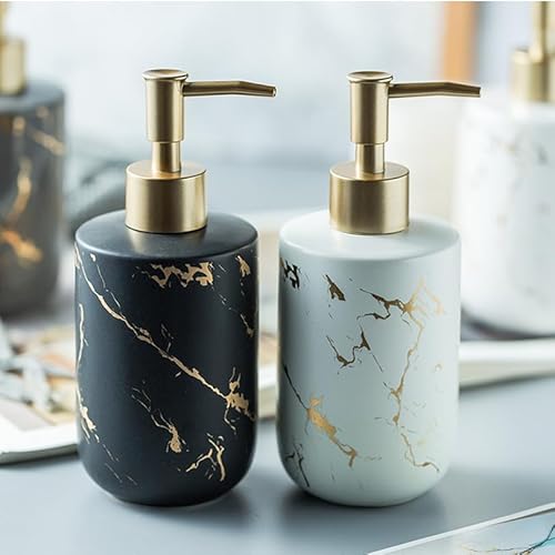 Feesok FEES021SISOAP1 Soap Dispenser White And Gold,300Ml/10 Oz Luxurious Hand Soap Bottle With Plastic Pump Gold,Ceramic Liquid Soap Dispenser thumb #2