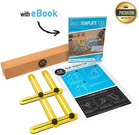 Premium Construction Precision Angle Template Tool | Lightweight, Foldable & Compact Angleizer With Tightening Screws | For Carpenters, Builders, DIY Projects | Measure, Mark & Cut + eBook